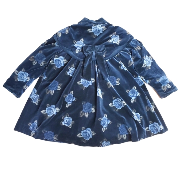 Vintage navy blue velvet coat and hat set - Picture 2 of 16